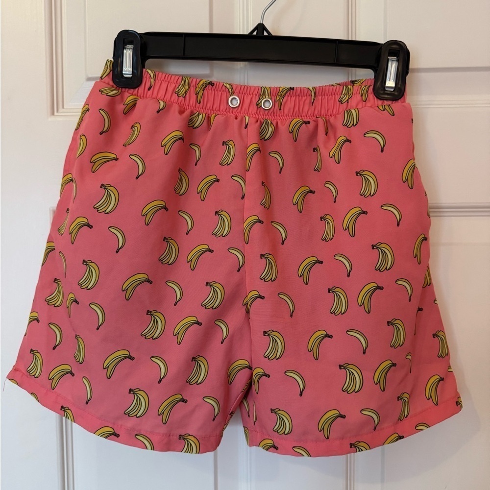 Boy’s Pink Banana Print SwimShorts
